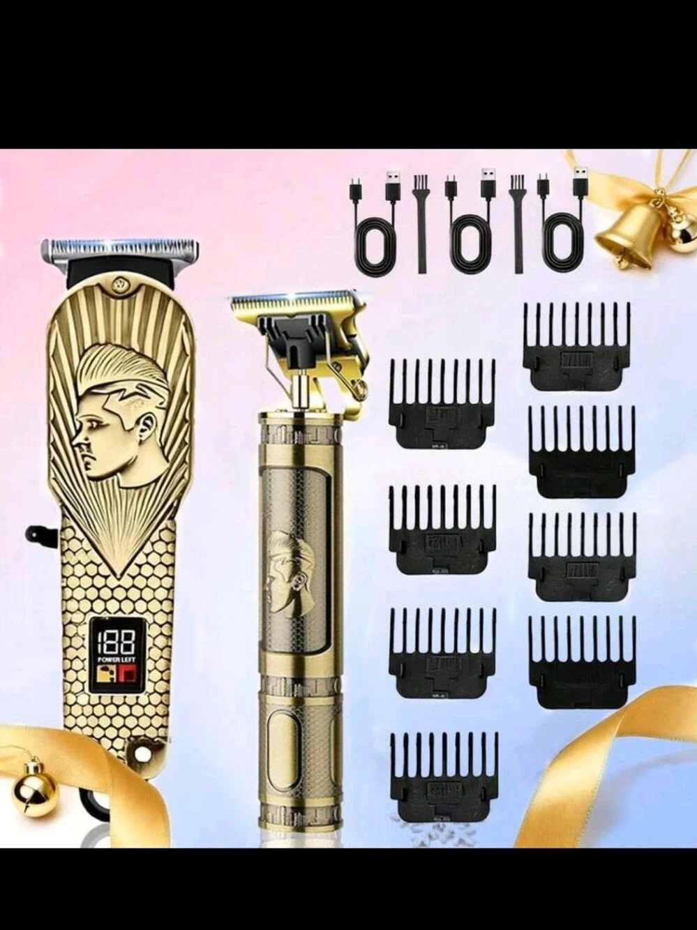 Gold Professional Men's Hair Clipper & Trimmer Set - Cordless